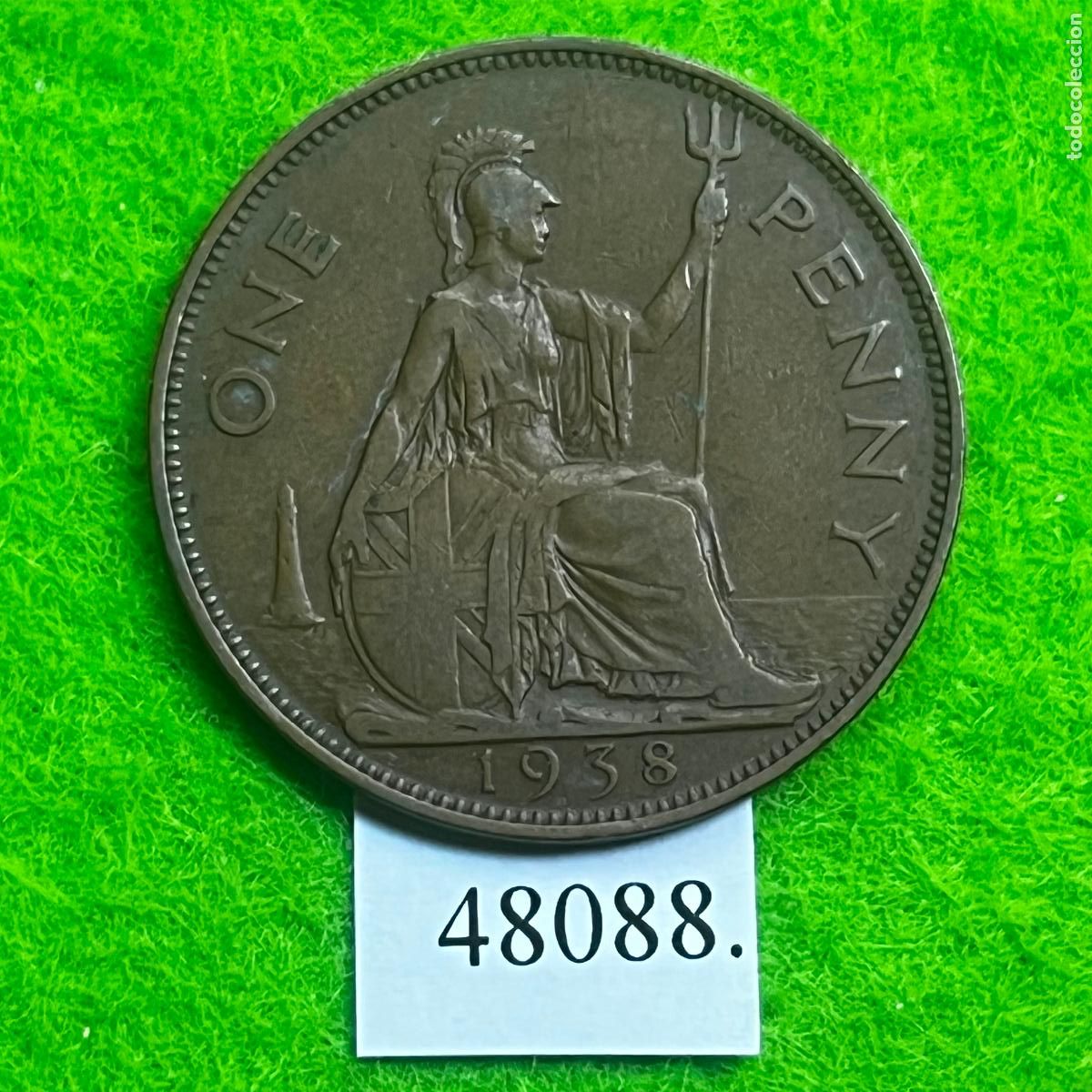 Monedas antiguas de Europa: UK, 1 penique 1938, Gran Breta&ntilde;a, Inglaterra