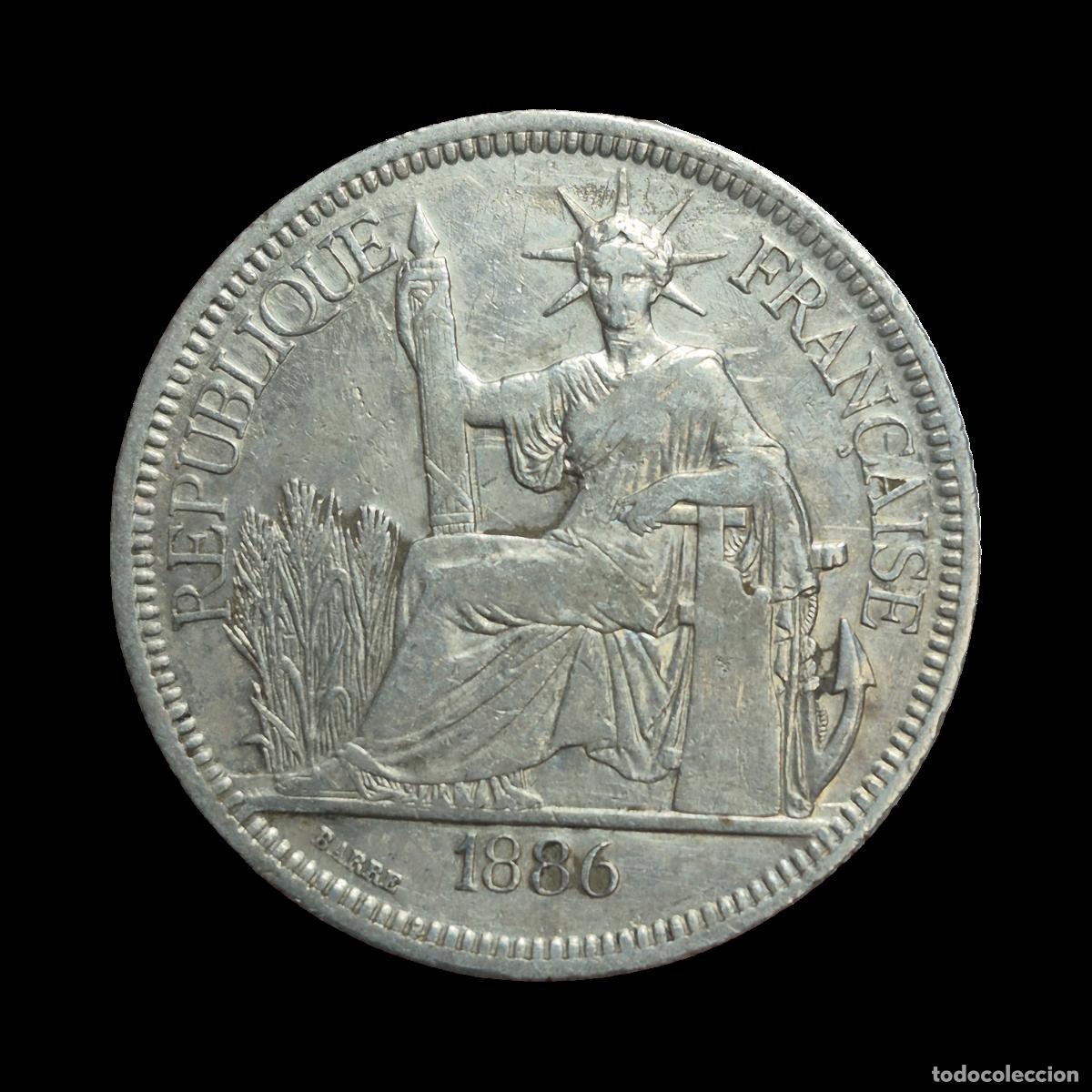 Monedas antiguas de Europa: NT/ INDOCHINA FRANCESA 1 PIASTRA 1886 (M1436)