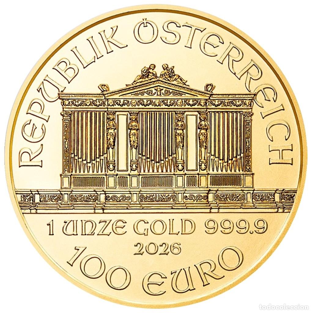 Monedas antiguas de Europa: AUSTRIA. 1 ONZA ORO PURO. 100 EUROS 2026. SIN CIRCULAR. SC.