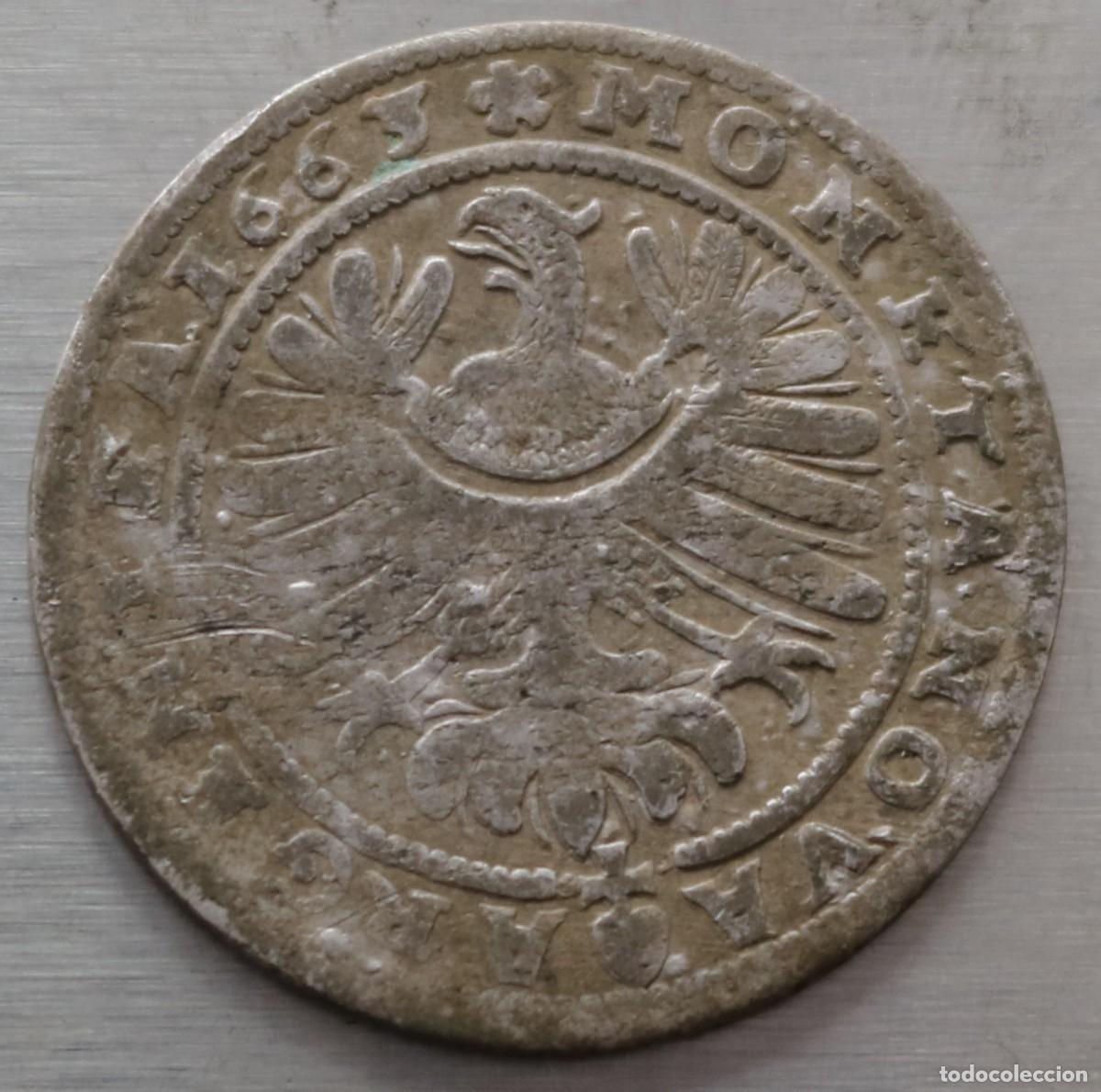 Monedas antiguas de Europa: 15 KREUZER 1663 SILESIA-LEGNICA-BRZEG