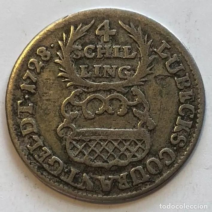 Monedas antiguas de Europa: 4 CHELINES 1728 LUBECK