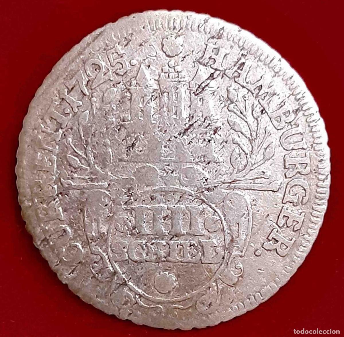 Monedas antiguas de Europa: 4 CHELINES 1725 HAMBURGO