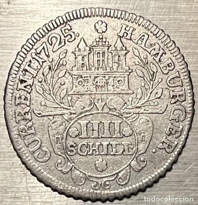 Monedas antiguas de Europa: 4 CHELINES 1725 HAMBURGO