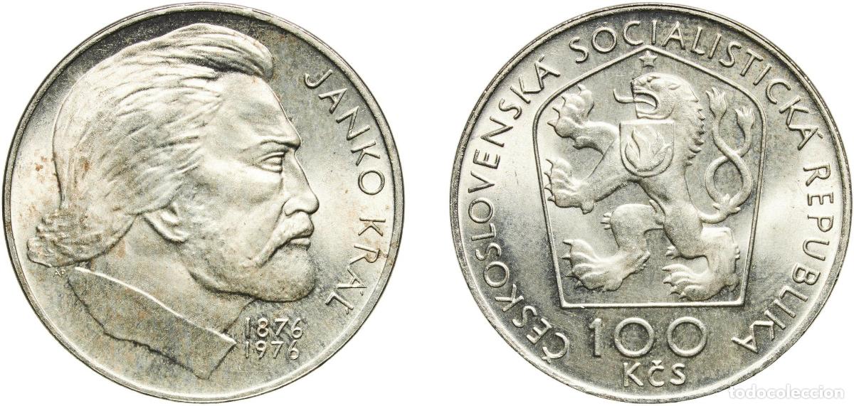 Monedas antiguas de Europa: Czechoslovakia Socialist Republic 1976 100 Korun (Janko Kr&aacute;ľ) Silver (.700) (75000) 15.16g UNC KM