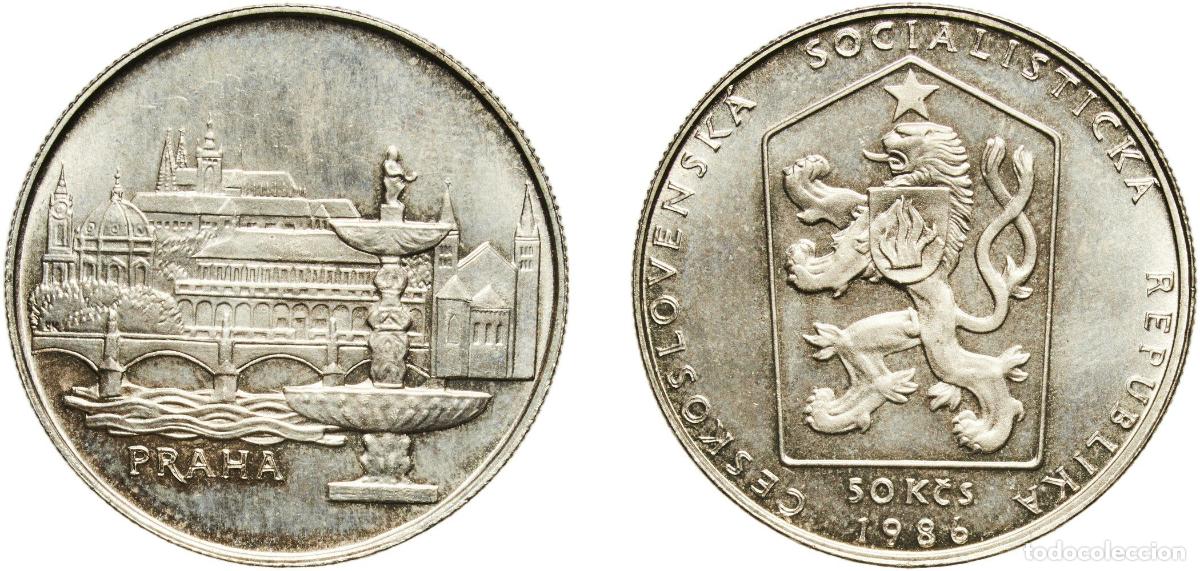 Monedas antiguas de Europa: Czechoslovakia Socialist Republic 1986 50 Korun (Prague) Silver (.500) (68500) 7.11g UNC KM 121