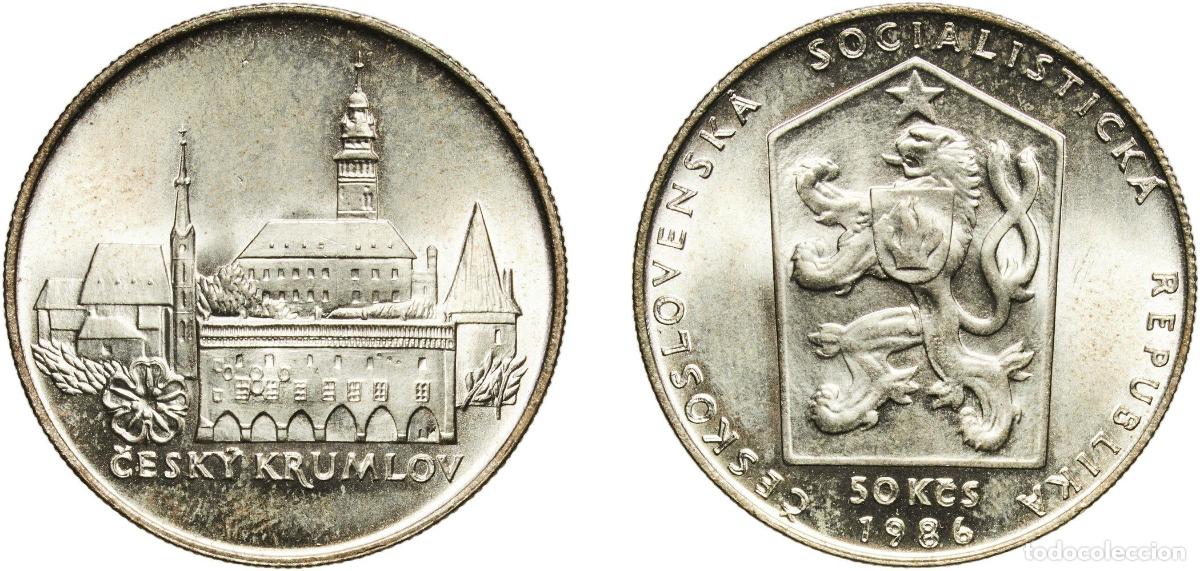Monedas antiguas de Europa: Czechoslovakia Socialist Republic 1986 50 Korun (Česk&yacute; Krumlov) Silver (.500) (68500) 7.11g UNC KM