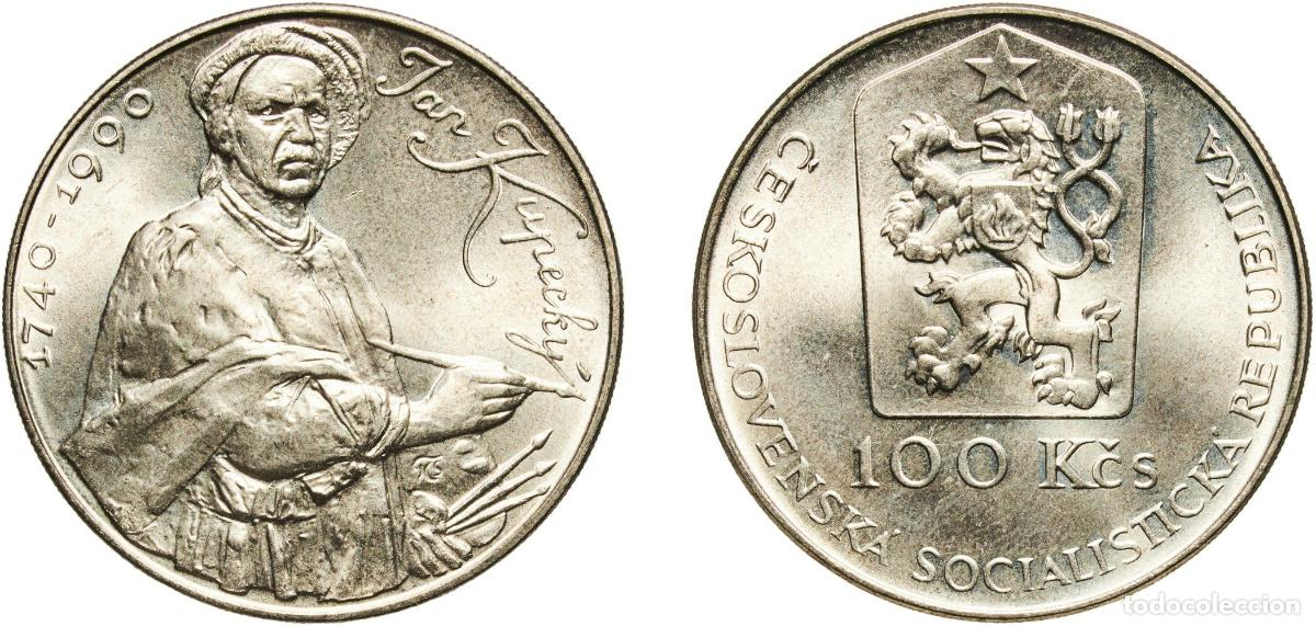 Monedas antiguas de Europa: Czechoslovakia Socialist Republic 1990 100 Korun (Jan Kupeck&yacute;) Silver (.500) (57500) 12.94g UNC KM