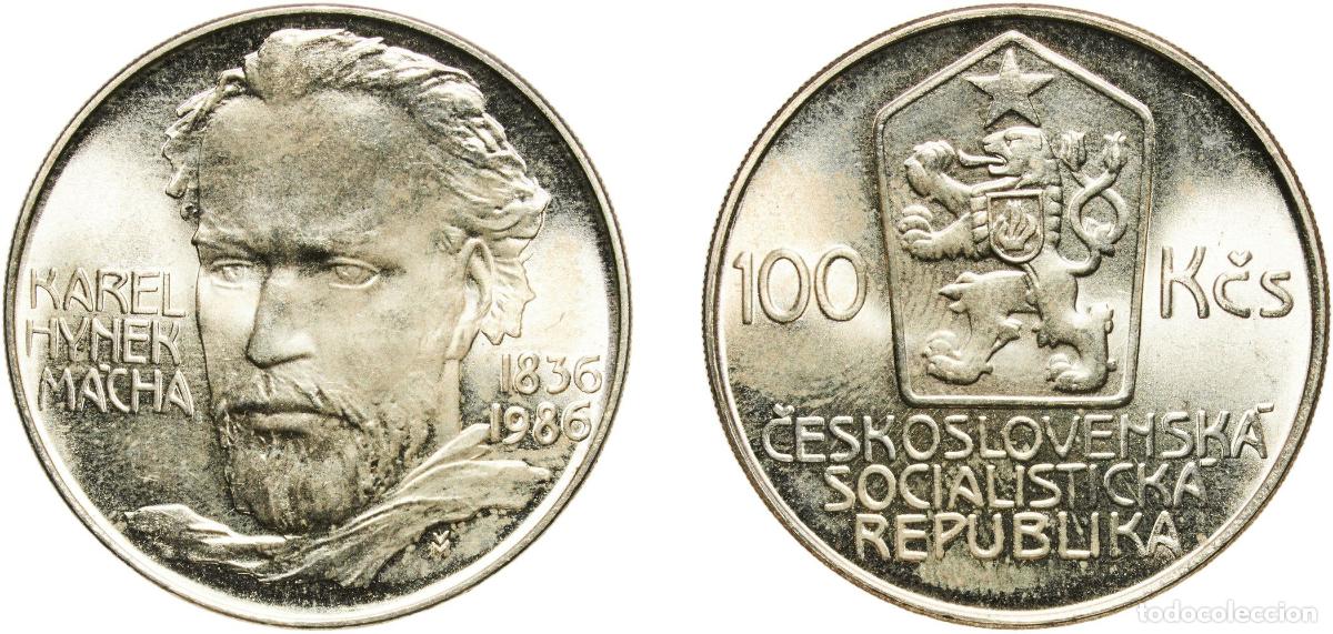 Monedas antiguas de Europa: Czechoslovakia Socialist Republic 1986 100 Korun (Karel Hynek M&aacute;cha) Silver (.500) (62500) 13.13g U