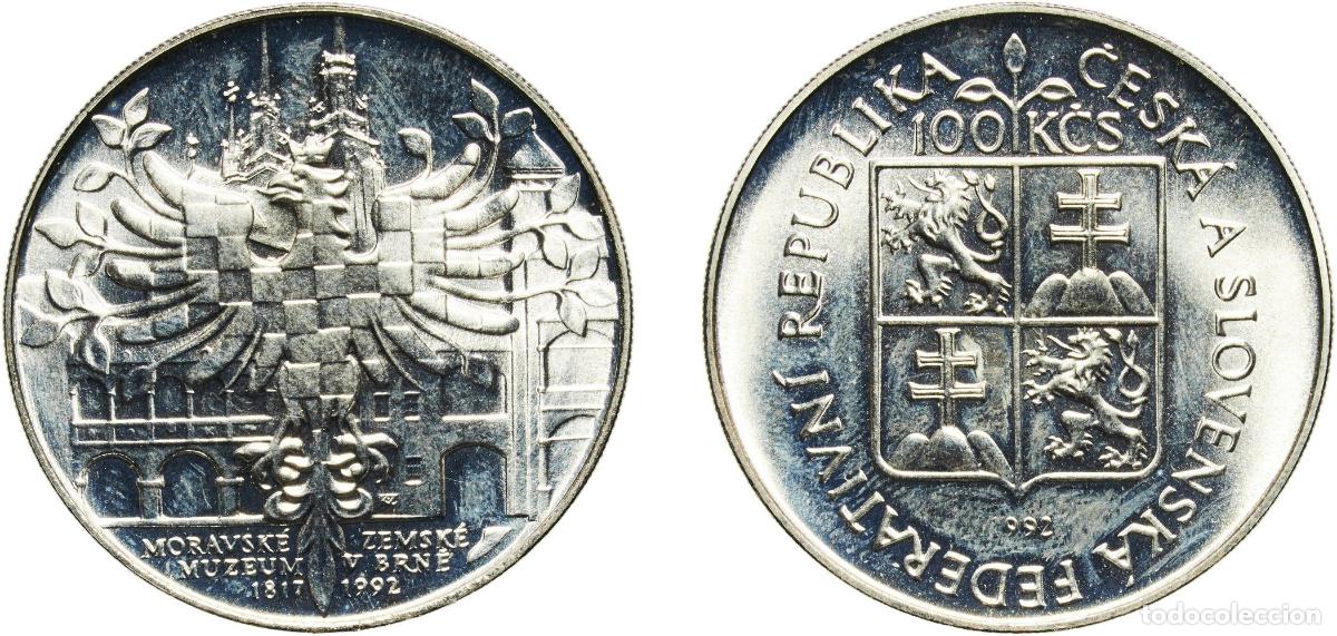 Monedas antiguas de Europa: Czechoslovakia Federal Republic 1992 100 Korun (Moravian Museum in Brno) Silver (.700) (73000) 12.9