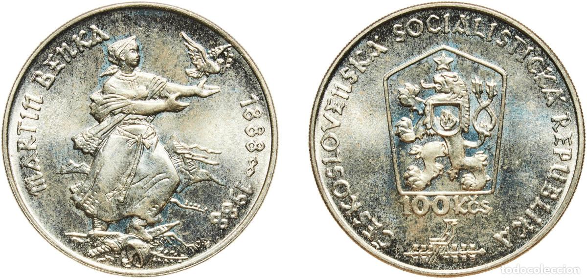Monedas antiguas de Europa: Czechoslovakia Socialist Republic 1988 100 Korun (Martin Benka) Silver (.500) (55000) 13.04g UNC K