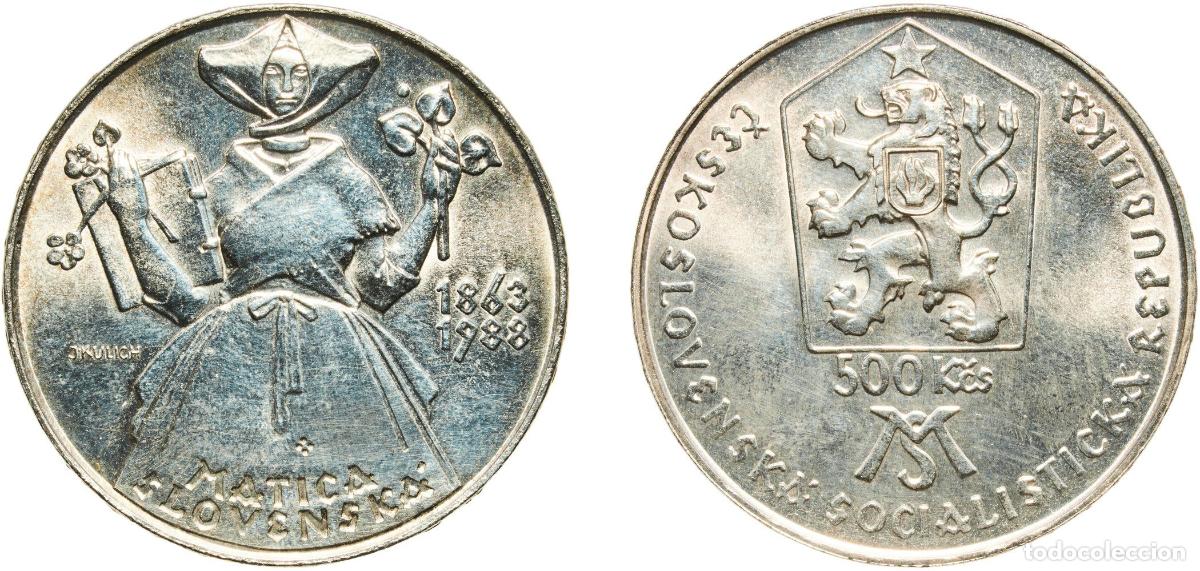 Monedas antiguas de Europa: Czechoslovakia Socialist Republic 1988 500 Korun (Matica Slovensk&aacute; Institute) Silver (.900) (44000)