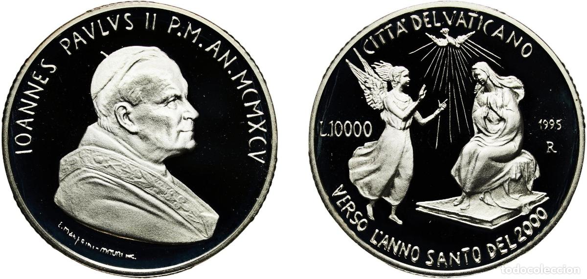 Monedas antiguas de Europa: Vatican City City State 1995 R 10 000 Lire - John Paul II (Annunciation) Silver (.835) Rome Mint (3