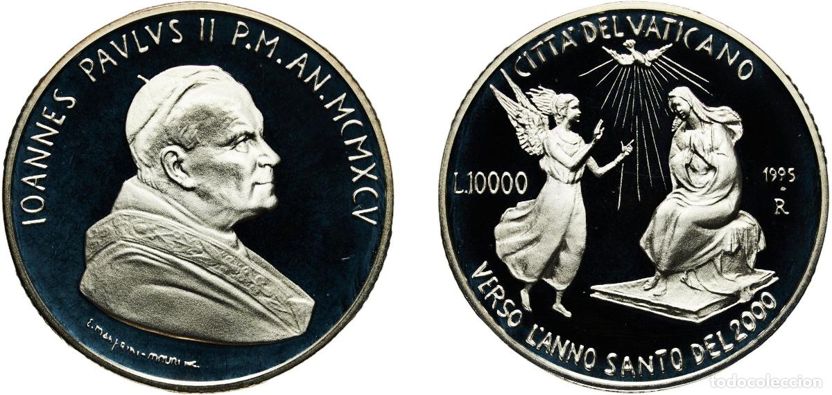Monedas antiguas de Europa: Vatican City City State 1995 R 10 000 Lire - John Paul II (Annunciation) Silver (.835) Rome Mint (3