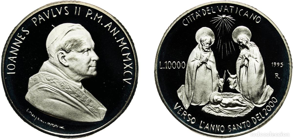 Monedas antiguas de Europa: Vatican City City State 1995 R 10 000 Lire - John Paul II (Nativity) Silver (.835) Rome Mint (30000