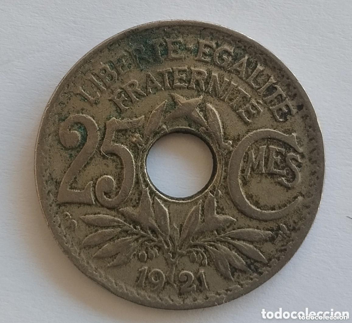 Monedas antiguas de Europa: MONEDA DE FRANCIA DE 25 C&Eacute;NTIMOS 1921 (FOTO)