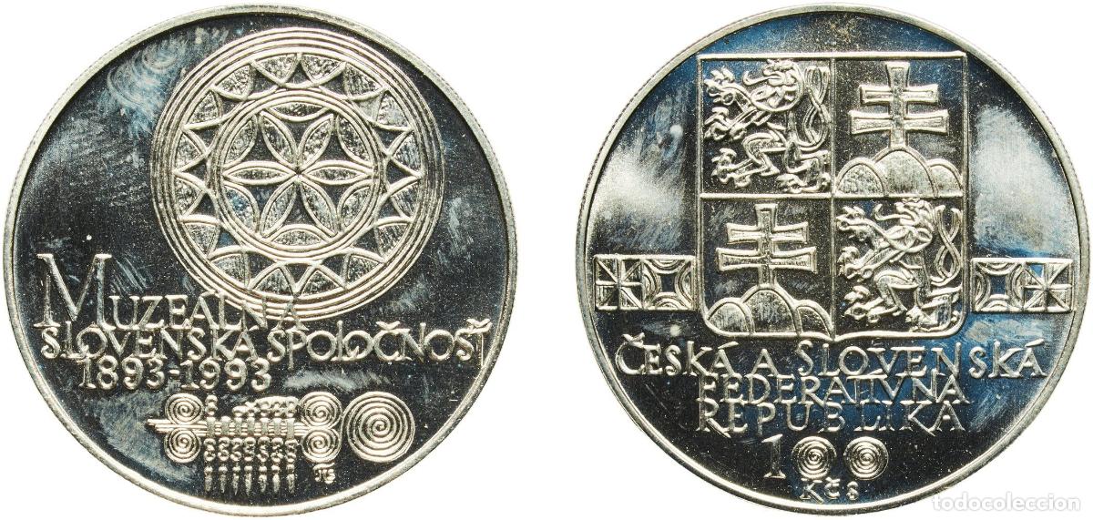 Monedas antiguas de Europa: Czechoslovakia Federal Republic 1993 100 Korun (Slovak Museum Society) Silver (.700) (70000) 13g UN