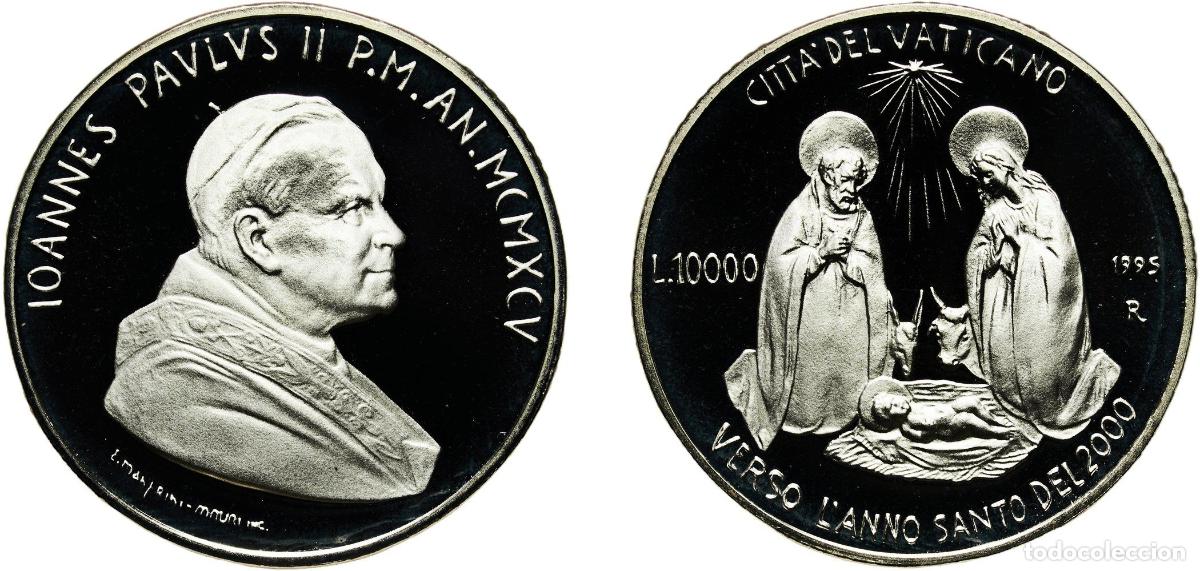 Monedas antiguas de Europa: Vatican City City State 1995 R 10 000 Lire - John Paul II (Nativity) Silver (.835) Rome Mint (30000