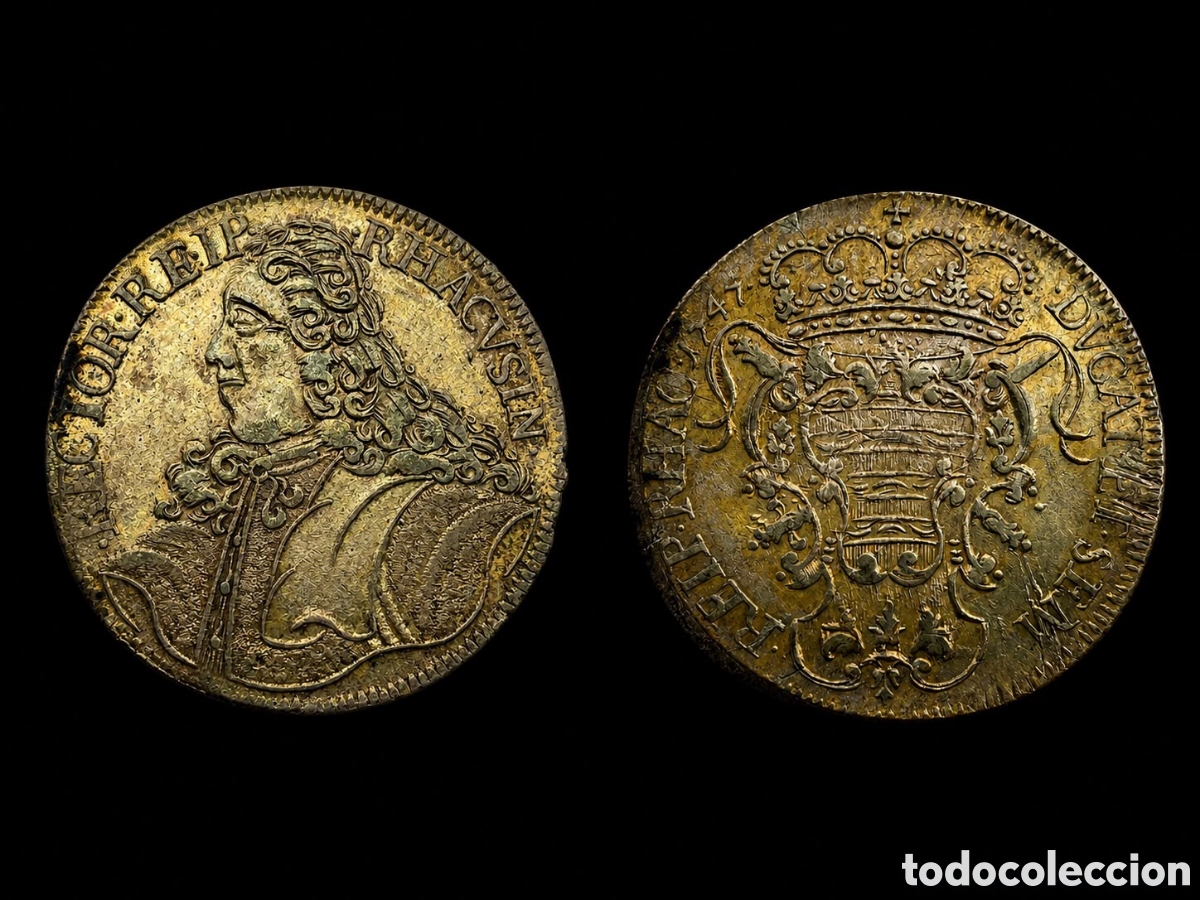 Monedas antiguas de Europa: Thaler de plata de Ragusa a&ntilde;o 1747 el busto m&aacute;s raro y dif&iacute;cil