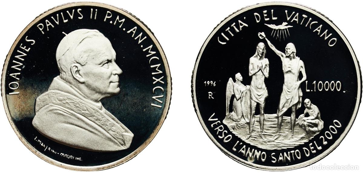 Monedas antiguas de Europa: Vatican City City State 1996 R 10 000 Lire - John Paul II (Baptism) Silver (.835) Rome Mint (30000)