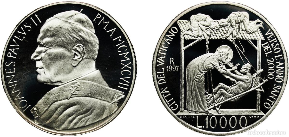Monedas antiguas de Europa: Vatican City City State 1997 R 10 000 Lire - John Paul II (Paralytic Healing) Silver (.835) Rome Mi