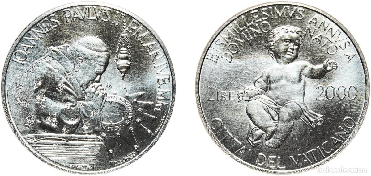 Monedas antiguas de Europa: Vatican City City State 2000 R 2000 Lire - John Paul II (Bimillenary of the birth of Jesus) Silver