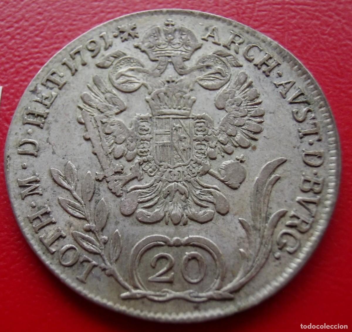 Monedas antiguas de Europa: 20 KREUZER 1791 AUSTRIA. LEOPOLDO II. RARA