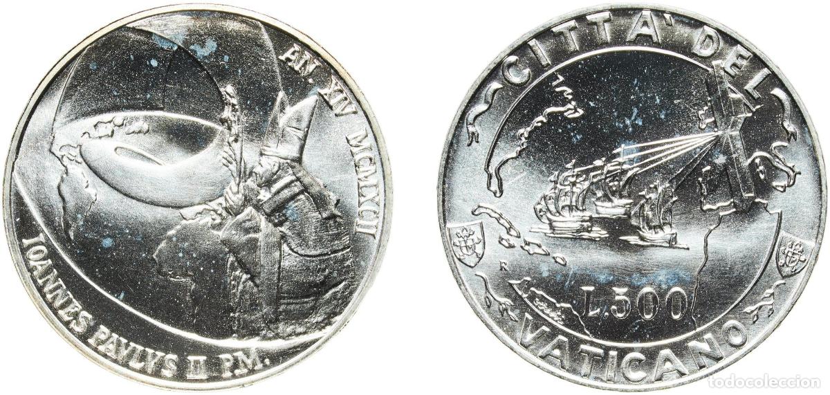 Monedas antiguas de Europa: Vatican City City State 1992 R 500 Lire - Ioannes Paulus II (America Evangelization) Silver (.835)