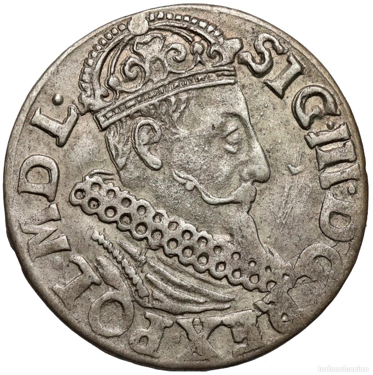 Monedas antiguas de Europa: SC. Polonia. Segismundo III Vasa. 3 groschen 1621, Cracovia. Plata 2 g.