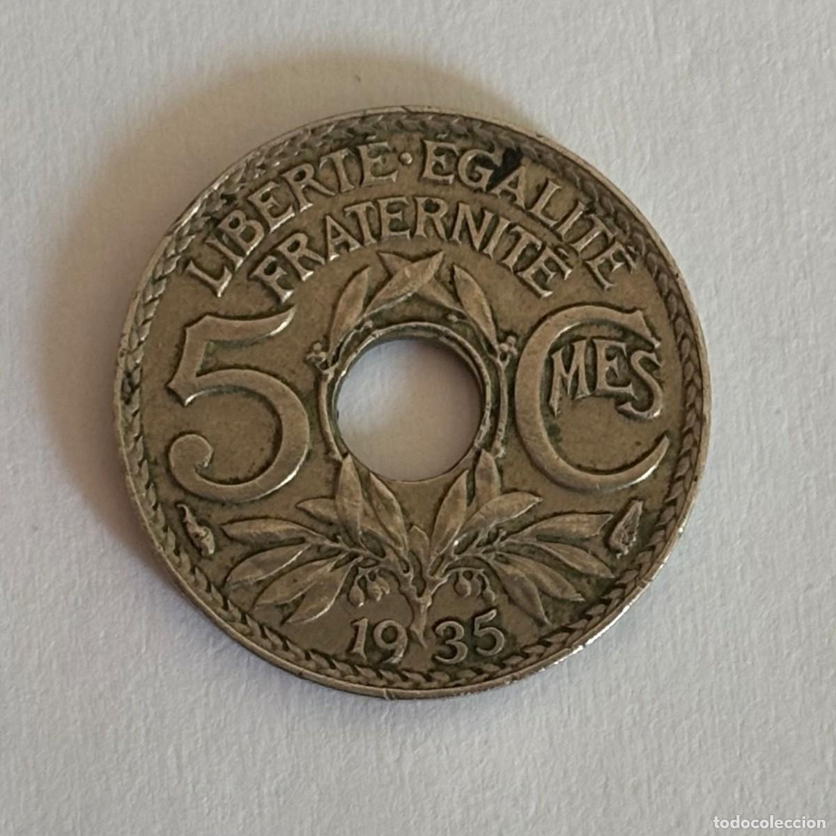 Alte M&uuml;nzen aus Europa: MONEDA DE FRANCIA DE 5 C&Eacute;NTIMOS 1935 (FOTO)