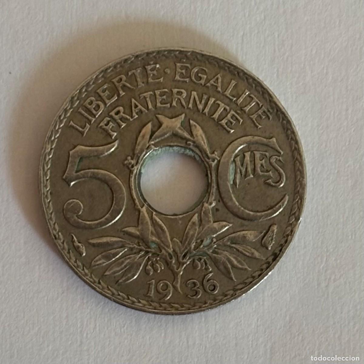 Alte M&uuml;nzen aus Europa: MONEDA DE FRANCIA DE 5 C&Eacute;NTIMOS 1936 (FOTO)