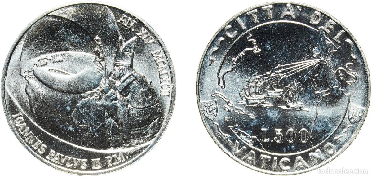 Monedas antiguas de Europa: Vatican City City State 1992 R 500 Lire - Ioannes Paulus II (America Evangelization) Silver (.835)