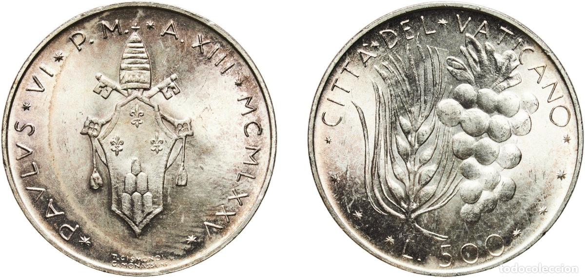 Monedas antiguas de Europa: Vatican City City State 1975 500 Lire - Pavlvs VI Silver (.835) (162000) 11.04g BU KM 123 Sch&ouml;n 12