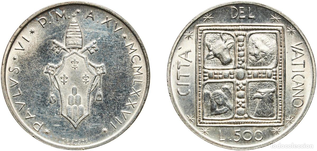 Monedas antiguas de Europa: Vatican City City State 1977 500 Lire - Pavlvs VI (Book of the Evangelists) Silver (.835) Rome Mint