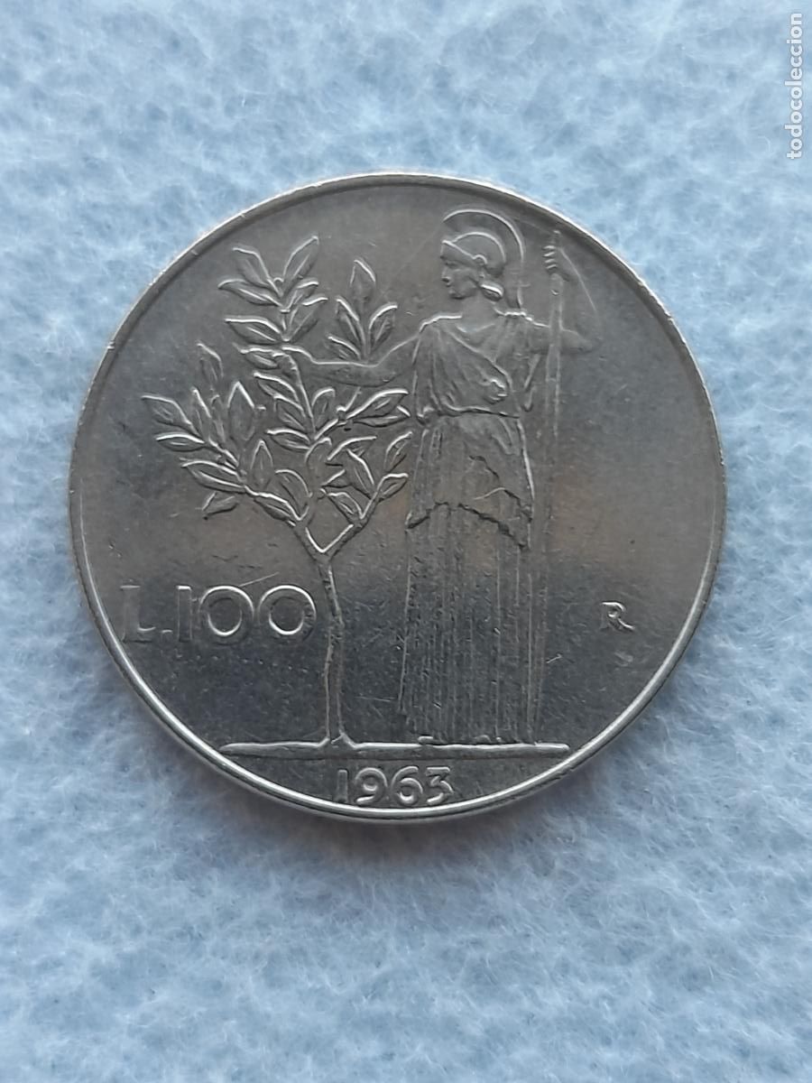 Monnaies anciennes de Europe: Italia. 100 Liras. A&ntilde;o 1963.