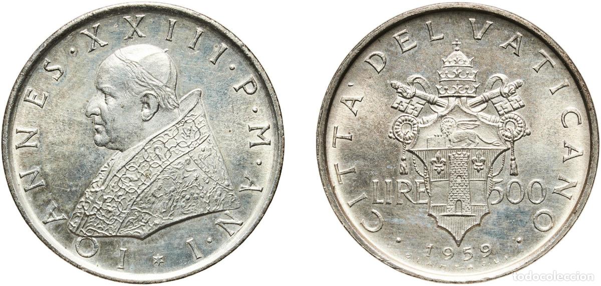 Monedas antiguas de Europa: Vatican City City State 1959 500 Lire - Ioannes XXIII Silver (.835) (30000) 11.04g UNC KM 65.1