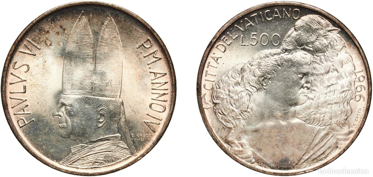 Monedas antiguas de Europa: Vatican City City State 1966 500 Lire - Pavlvs VI Silver (.835) (100000) 11.04g UNC KM 91 Berman 3