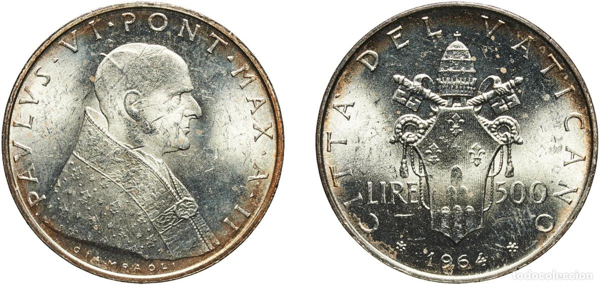 Monedas antiguas de Europa: Vatican City City State 1964 500 Lire - Pavlvs VI Silver (.835) (70000) 11.03g UNC KM 83 Berman 34