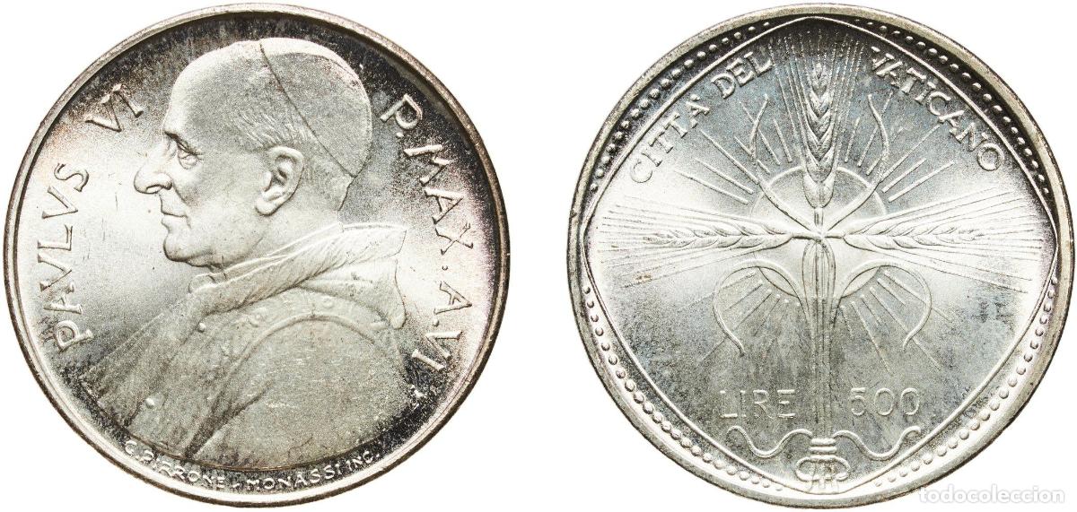 Monedas antiguas de Europa: Vatican City City State 1968 500 Lire - Paulus VI (FAO) Silver (.835) (Copper .165) Rome Mint (1100