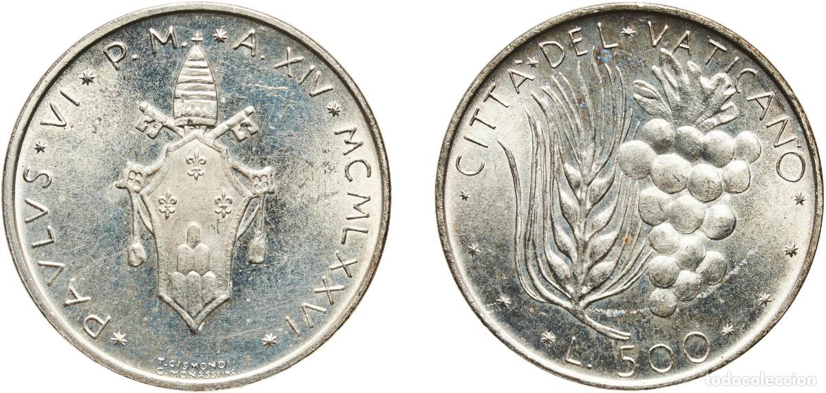 Monedas antiguas de Europa: Vatican City City State 1976 500 Lire - Pavlvs VI Silver (.835) (162000) 11.04g BU KM 123 Sch&ouml;n 12
