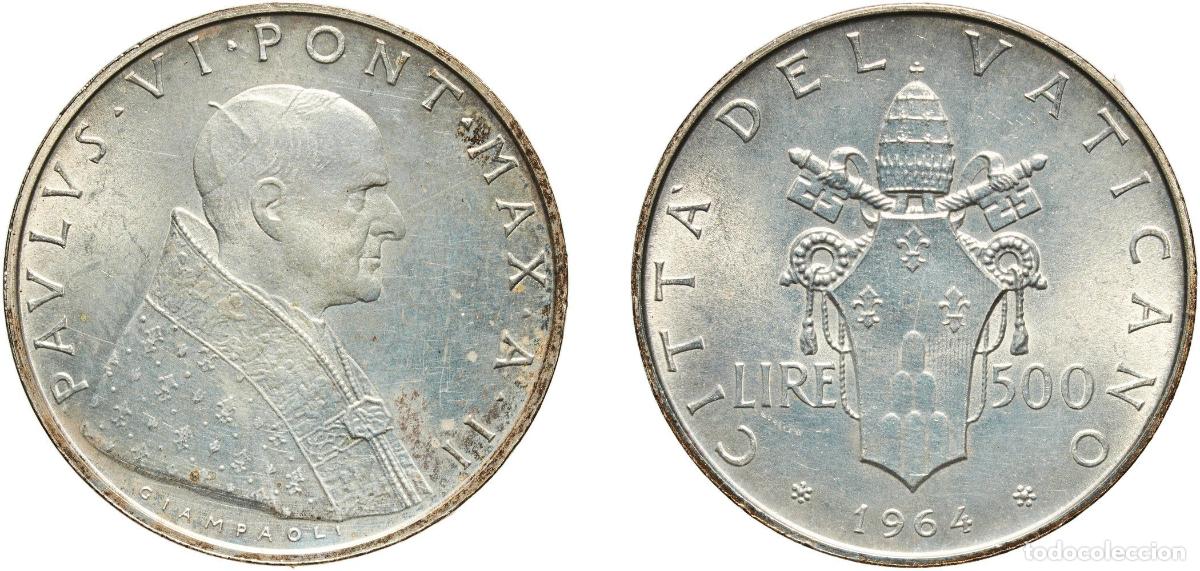 Monedas antiguas de Europa: Vatican City City State 1964 500 Lire - Pavlvs VI Silver (.835) Rome Mint (70000) 11g BU KM 83 Ber