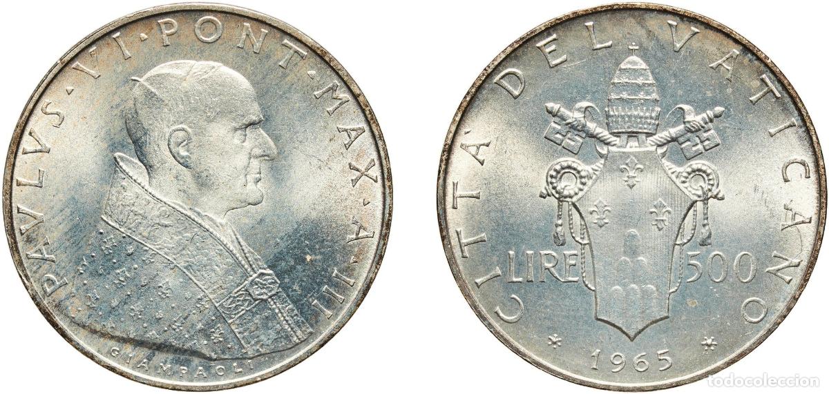 Monedas antiguas de Europa: Vatican City City State 1965 500 Lire - Pavlvs VI Silver (.835) Rome Mint (70000) 11.08g BU KM 83
