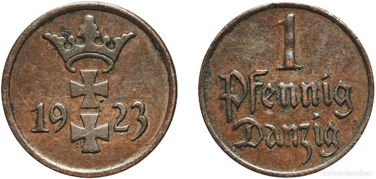 Monedas antiguas de Europa: Poland Free city of Danzig Polish states 1923 1 Pfennig Bronze Berlin Mint (4000000) 1.66g XF KM 1