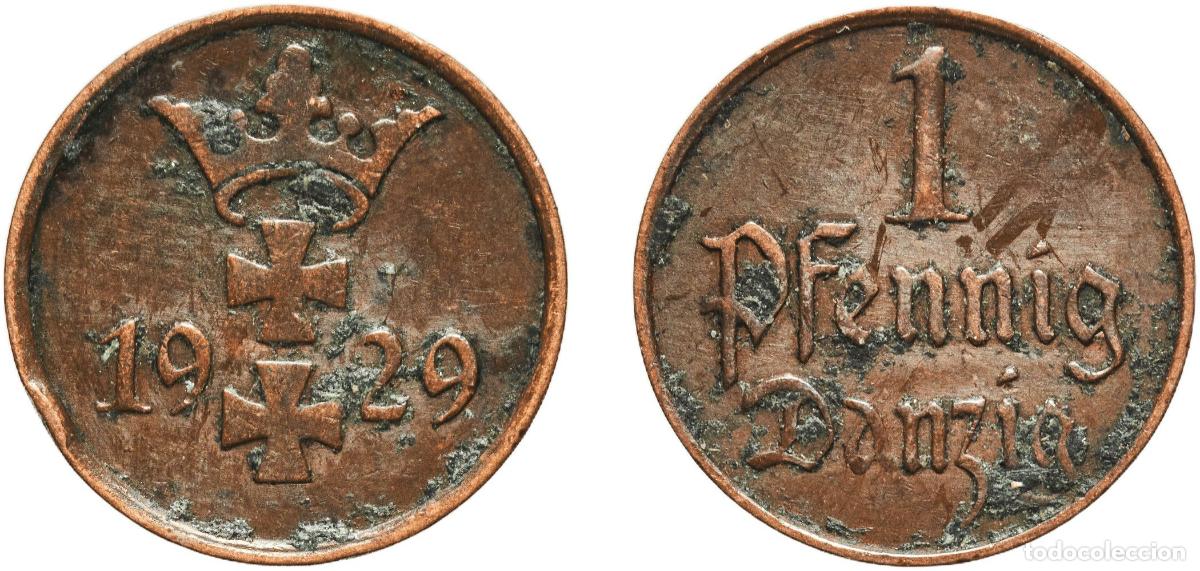 Monedas antiguas de Europa: Poland Free city of Danzig Polish states 1929 1 Pfennig Bronze Berlin Mint (1000000) 1.66g XF KM 1