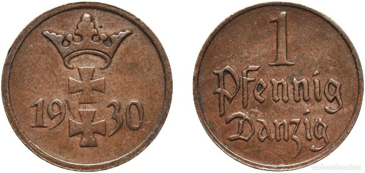 Monedas antiguas de Europa: Poland Free city of Danzig Polish states 1930 1 Pfennig Bronze Berlin Mint (2000000) 1.67g AU KM 1
