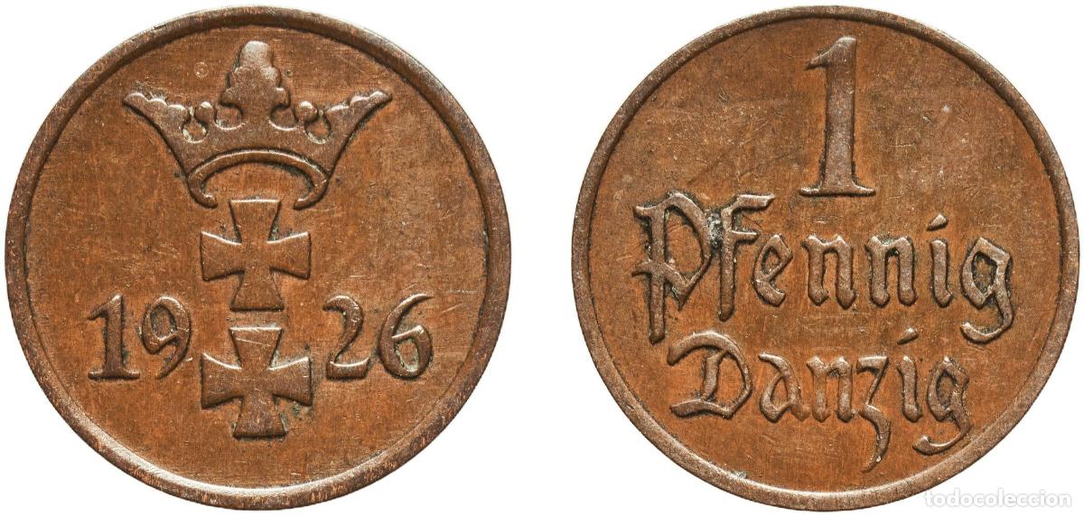 Monedas antiguas de Europa: Poland Free city of Danzig Polish states 1926 1 Pfennig Bronze Berlin Mint (1500000) 1.67g AU KM 1