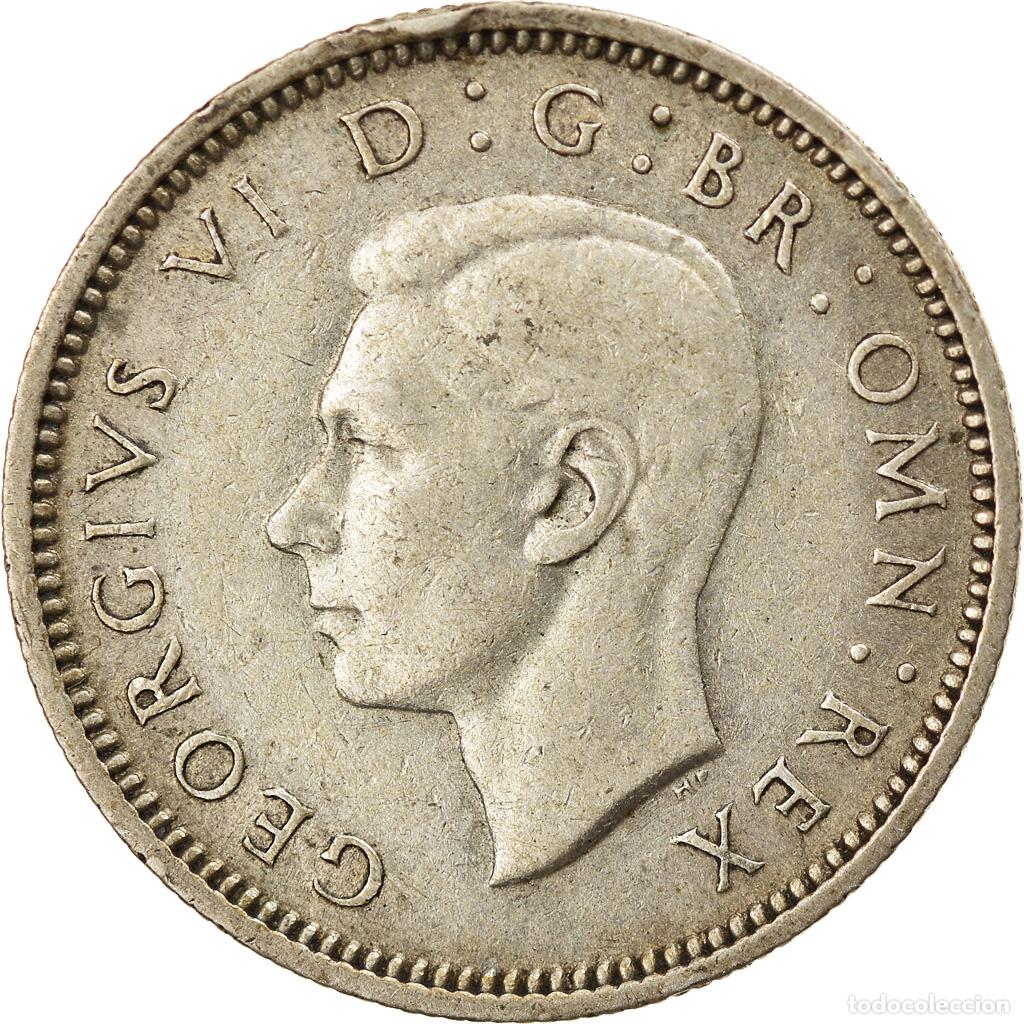 Monedas antiguas de Europa: [#797525] Moneda, Gran Breta&ntilde;a, George VI, 6 Pence, 1946, BC+, Plata, KM:852