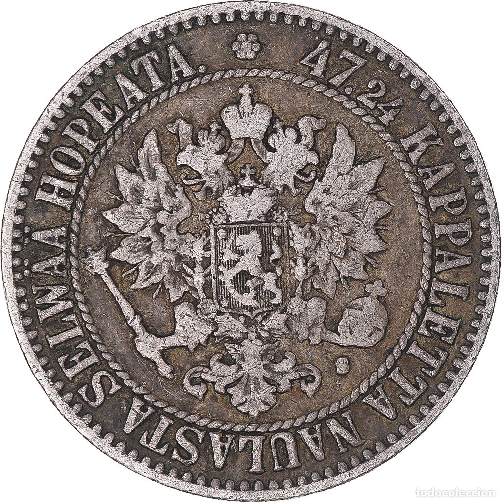 Monedas antiguas de Europa: [#341187] Moneda, Finlandia, Alexander II, 2 Markkaa, 1865, Helsinki, MBC, Plata, KM:7.1