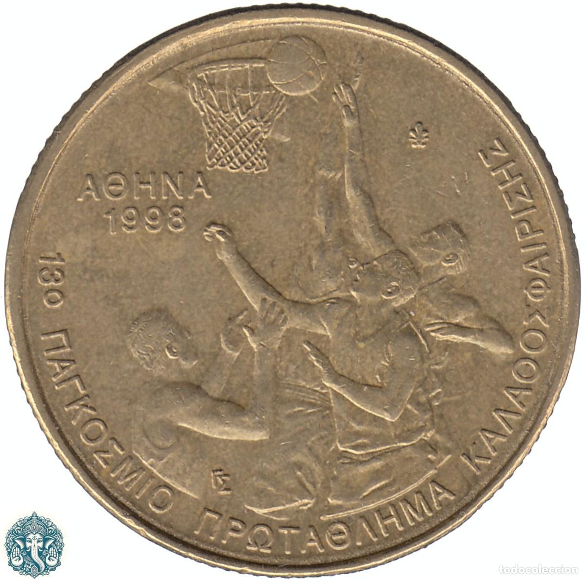 Monedas antiguas de Europa: GRECIA 100 Dracmas 1998 XIII Campionato Mundial de Baloncesto Atenes 1998 KM#170