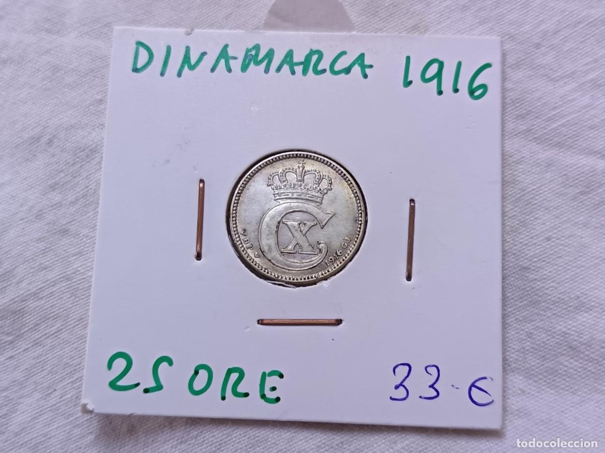 Alte M&uuml;nzen aus Europa: Antigua Moneda de Dinamarca, 25 ORE, 1916, en estuche de cart&oacute;n
