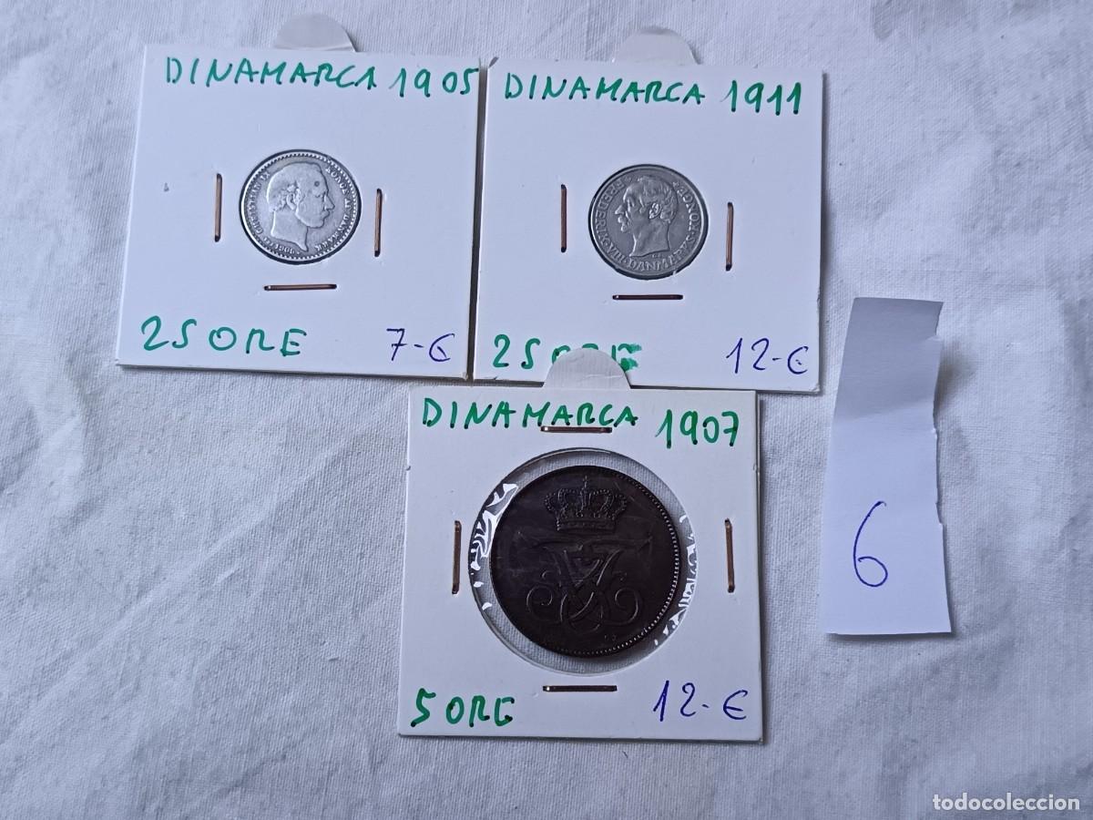 Monete antiche di Europa: LM6, Lote de Monedas Extranjeras, de Dinamarca, en estuches de cart&oacute;n, 1905, 07 y 11